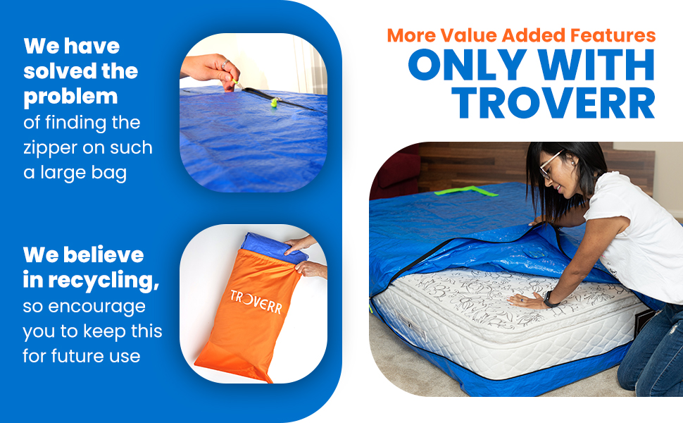 TROVERR King Mattress Bag For Moving, The Truly HeavyDuty