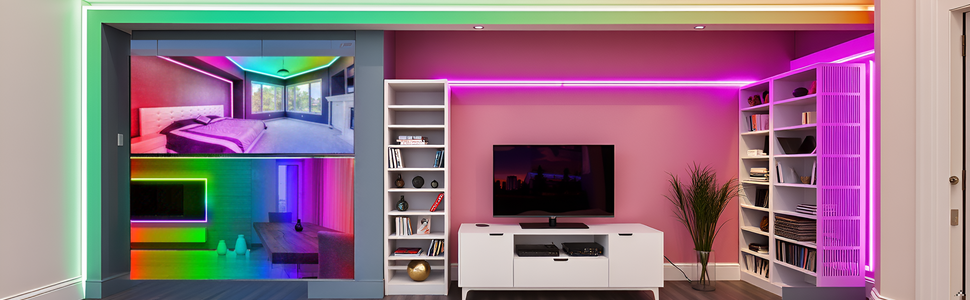 A cozy living room with the product illuminating the space, creating a warm and inviting atmosphere.