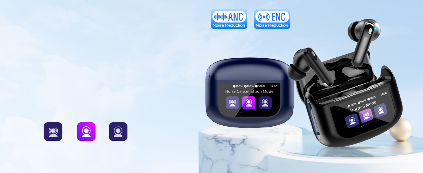 ANC/ENC Noise Cancelling Mic Bluetooth Earbuds