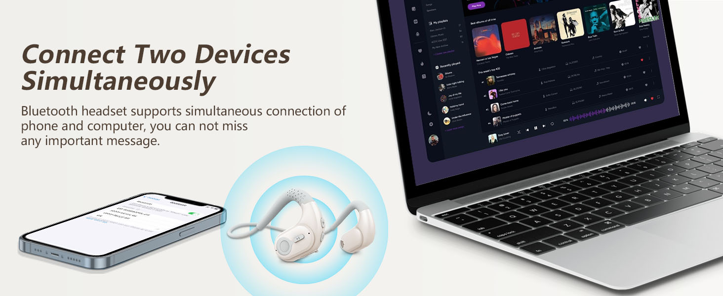 BANIGIPA Bluetooth 5.4 Headset with Microphone Noise Cancelling Open Ear Headphones for Calling 