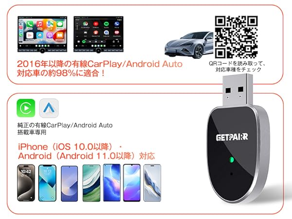 GETPAIRR ワイヤレスCarPlay&Android Auto