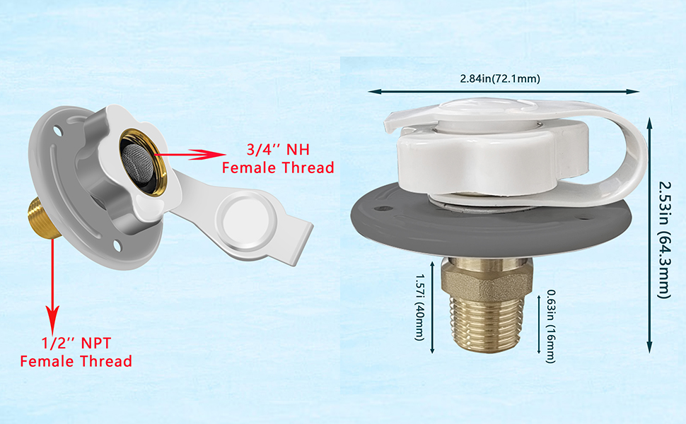 YTFSA RV Water Inlet for RV Camper Motorhome, RV City Water