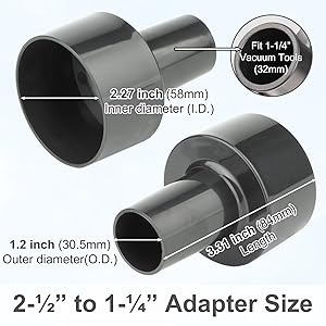 2.5" Vac to 1.25" Tool Adapter