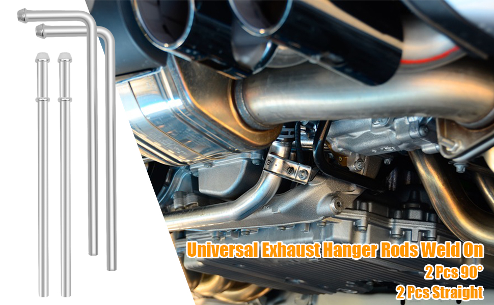 4 PCS Universal Exhaust Hanger Rods Weld On, 2 Pcs 90