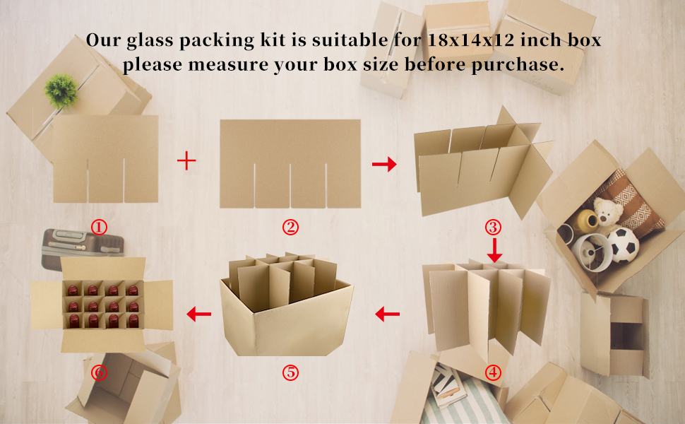 JIUZHOUXIN 18x14x12 inch Moving Boxes Glass Divider Kits