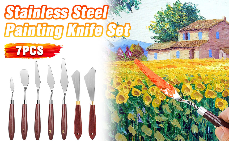 Linkstyle Palette Knife Painting Set, 7PCS Art Painting Knives with Wood Handle, Scraper Spatula
