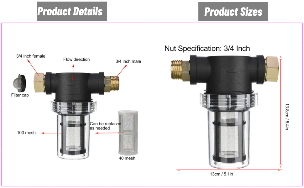 CHICIRIS Garden Hose Filter, Sediment Filter Attachment for