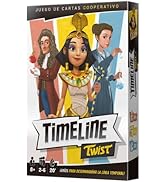 El texto dice «CRONOLOGÍA». Caja de juego de mesa con personajes ilustrados en un entorno histórico o fantástico con diseño de pancarta.