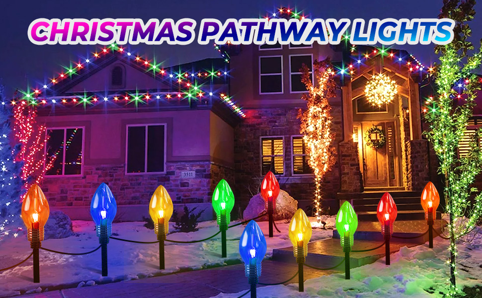 Anykonio Christmas Walkway Lights, C9 MultiColor Large Pathway