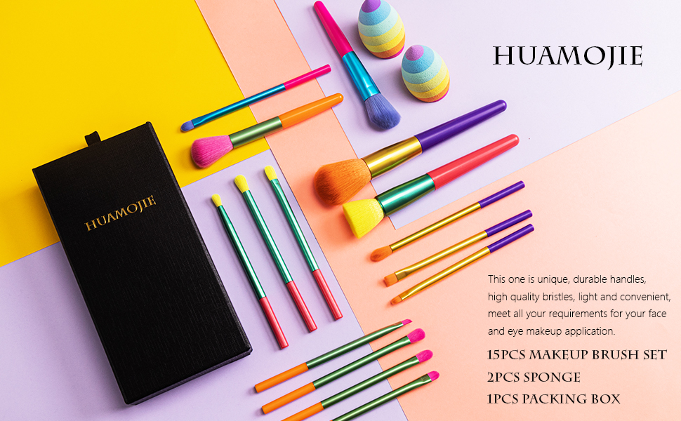 15Pcs makeup brush set 2Pcs Sponge 1Pcs packing box