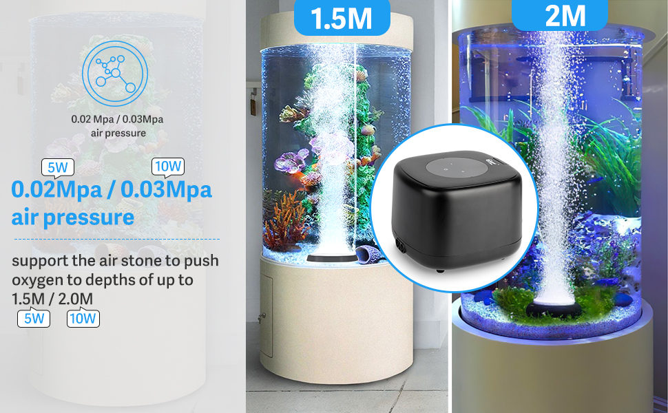 hygger Aquarium Air Pump,Ultra Silent Fish Tank Air Pump for Aquarium