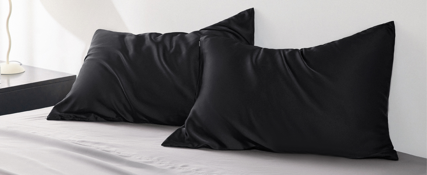 Bedsure Silky Satin Pillowcase for Hair Grey King Size