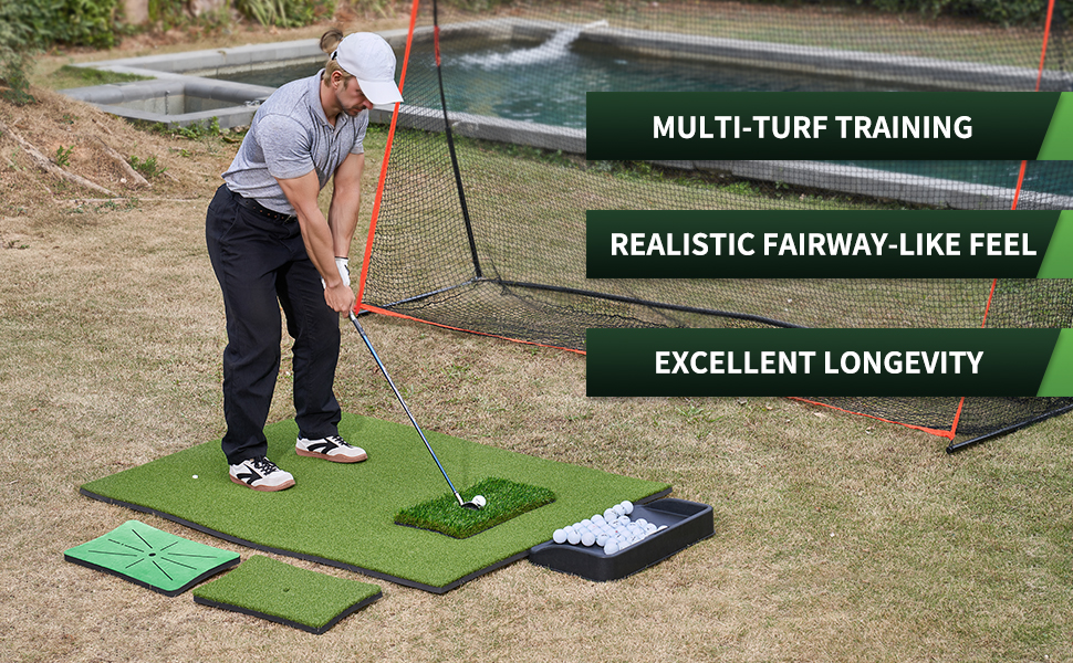 Voxor 3in1 Golf Hitting Mat, 5x4 ft Golf Mats Practice Indoor/Outdoor