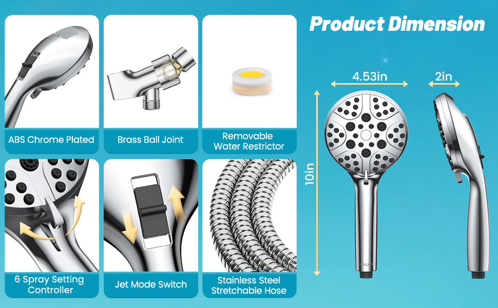 FASDUNT RV Shower Head with Hose, High Pressure 7 Mode Shower Head with