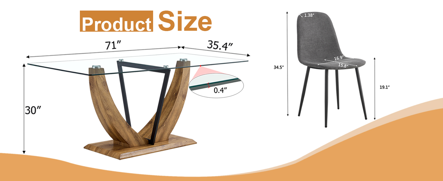 NYEESS Glass Dining Table Set for 6, 7 PCS Dining Room
