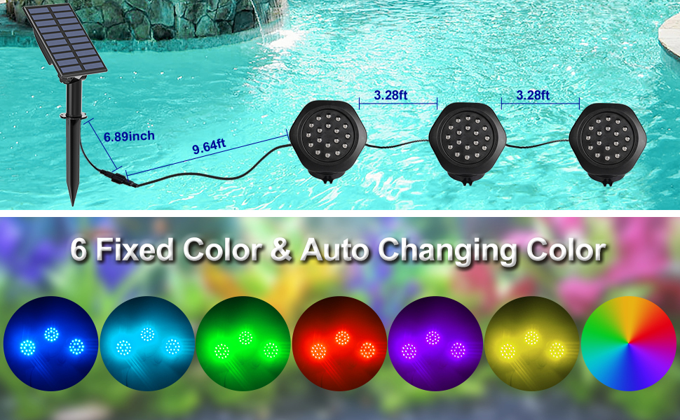CREPOW Solar Pond Lights, 18 LED Super Bright RGB Landscape