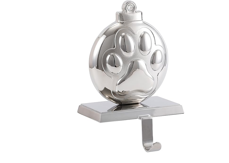 BIRDROCK HOME Dog Paw Print Stocking Holder Chrome Finish