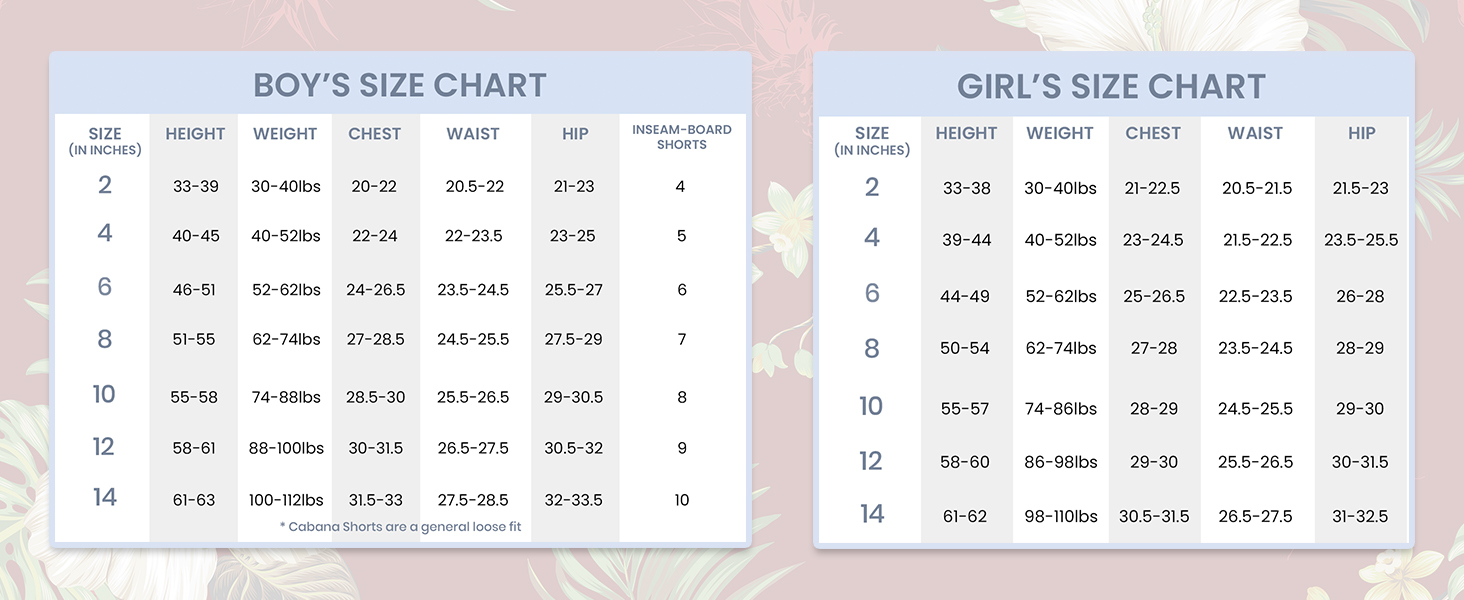 Boys & Girls Size Chart