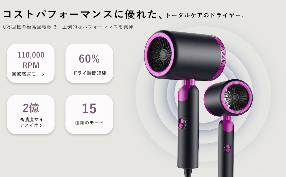 Amazon | ドライヤー VIdobole ヘアドライヤー 20S速乾 大風量 2