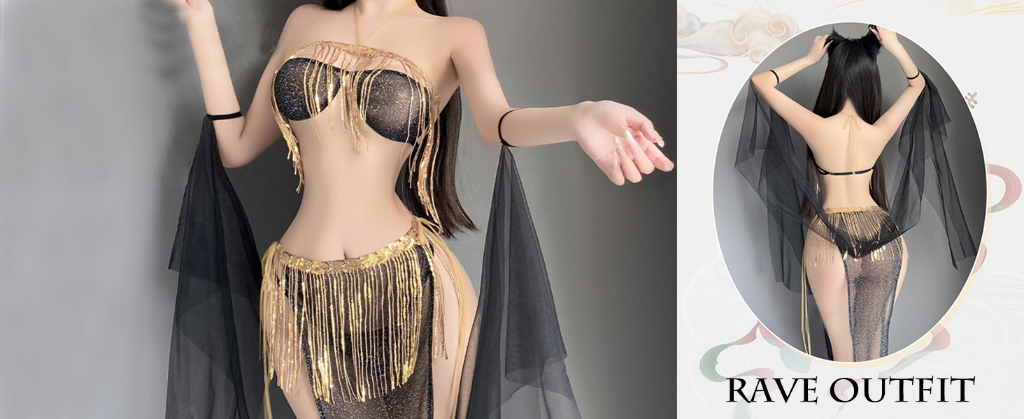 Rave Outfits for Women Lingerie Set Egyptian Queen Dress Maid Outfit Nun Costume