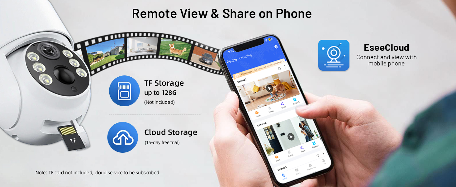 outside cameras for home security support remote view and share on mobile phone