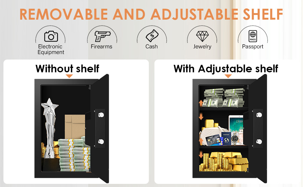 Electronic Flat Wall Safes Between the Studs Fireproof with Digital