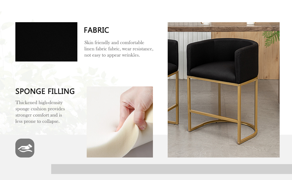 Riknuxi 25" Gold Bar Stools Set of 4, Modern Barrel Bar