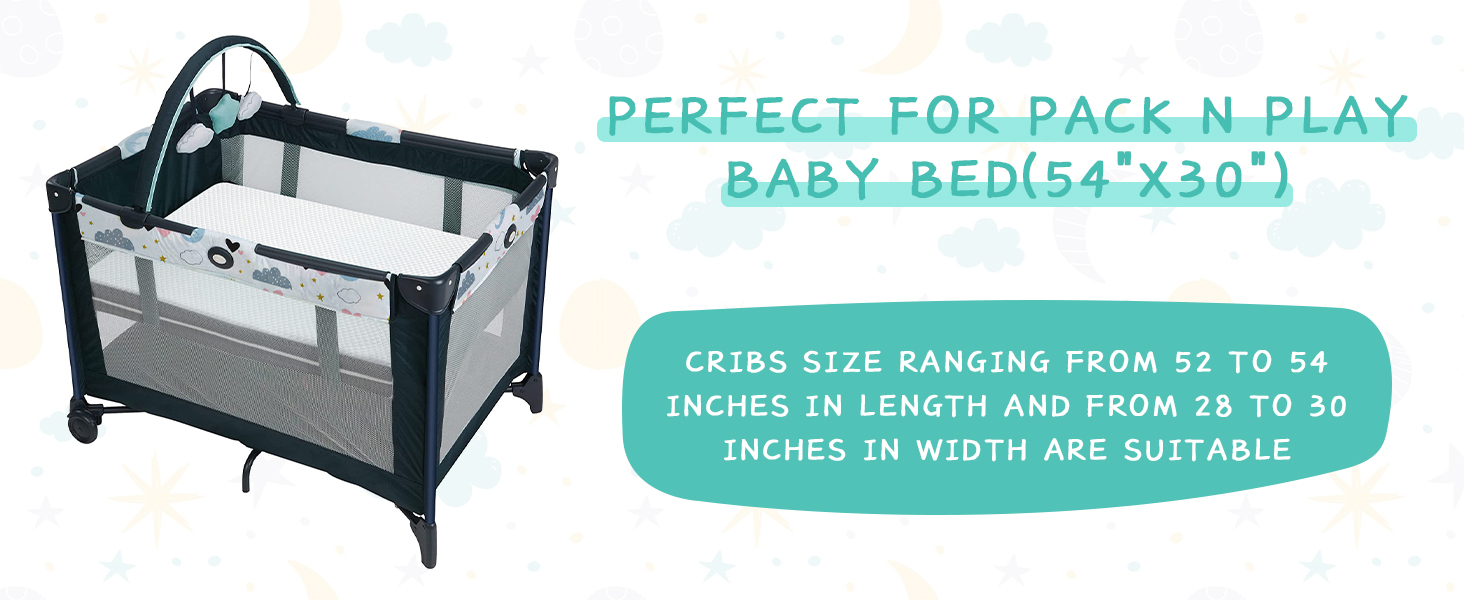 Hygge Hush 52"x28" Pack n Play Mattresses, Cooling Pack and Play Mattress, Playard