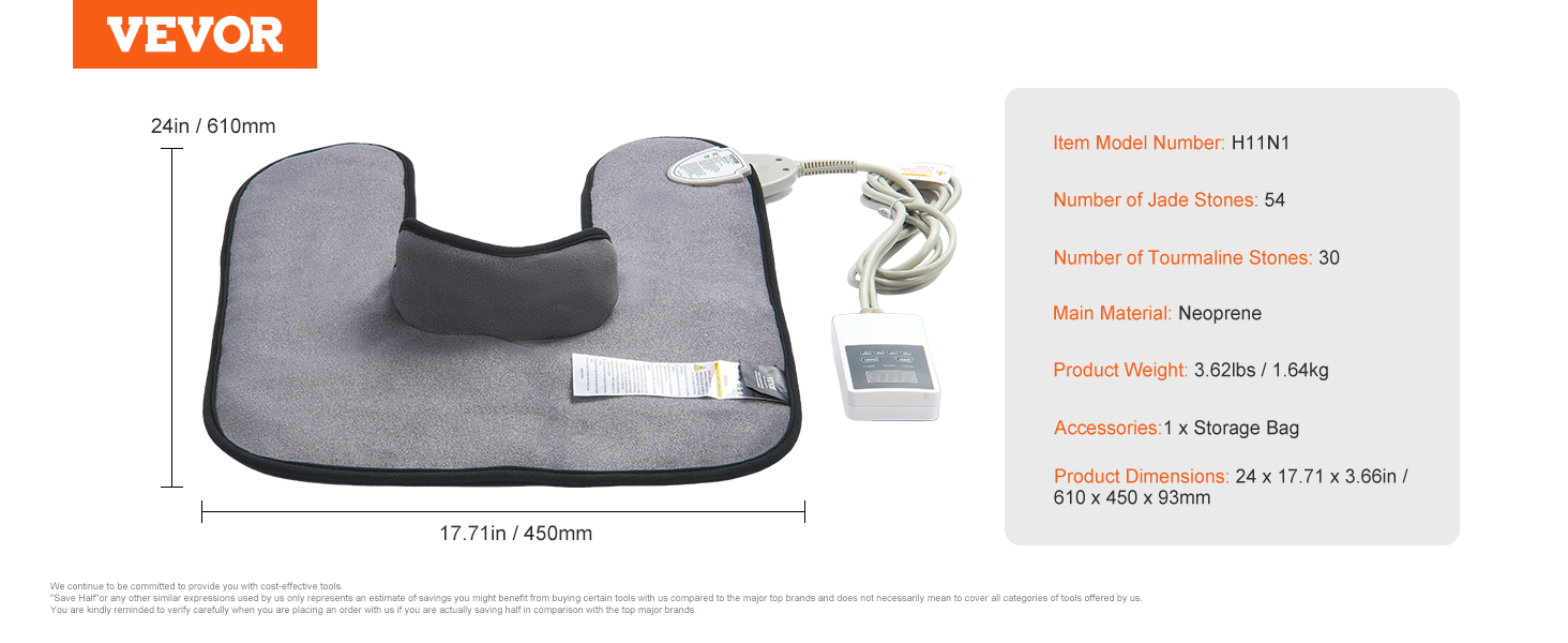 VEVOR Far Infrared Heating Pad, 54 Natural Jade & 30