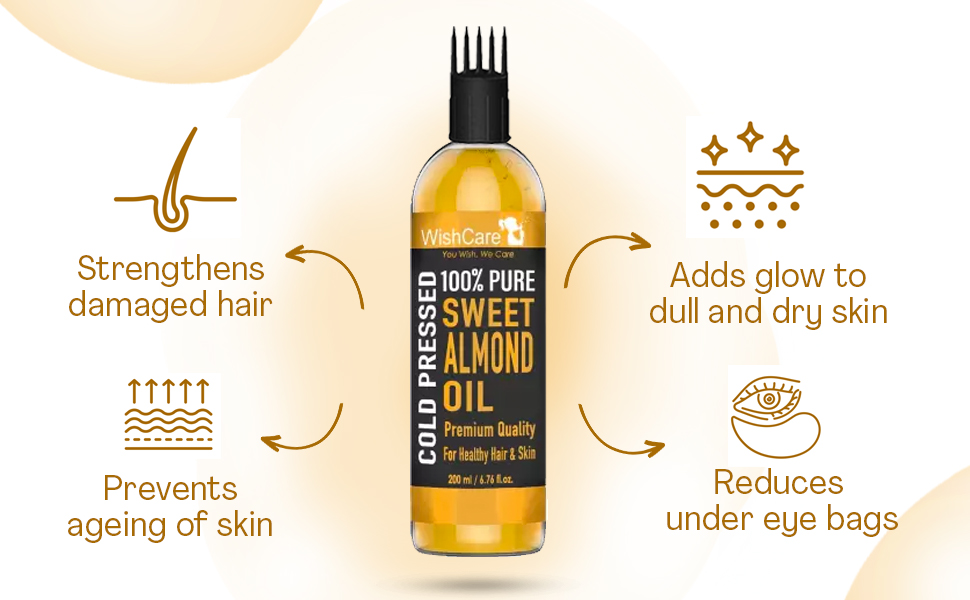 Buy WishCare® Pure Cold Pressed Sweet Almond Oil for Hair Growth and