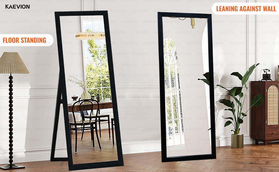 aevion Full Length Mirror 63" 21" Standing, Vertical Black Frame HD Rectangle