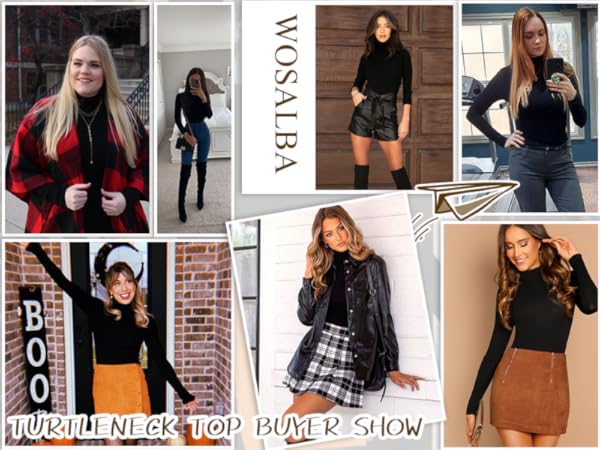 Amazon.com: Womens Mock Turtleneck Long Sleeve Stretch Fitted