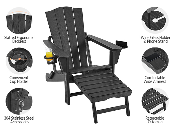Amazon.com : Yaheetech Adirondack Chair with Retractable