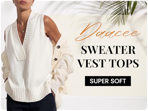 トップス side slit 3way sheer knit vest Meyhad Women's V Neck Sweater Vest Loose Knit Sleeveless