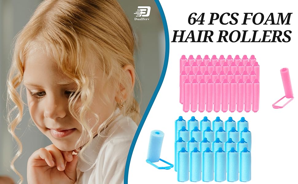 64 Pieces Sponge Rollers For Hair, 2 Sizes Foam Hair
