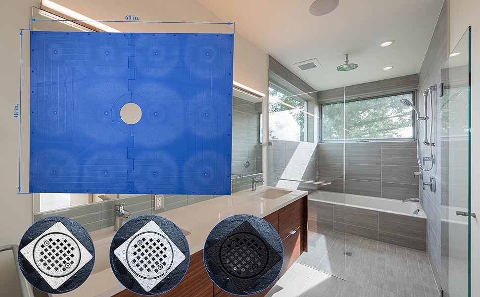 UniGreen 2 pcs Interlocking Shower Pan 60X48", Ready to Tile and Cut