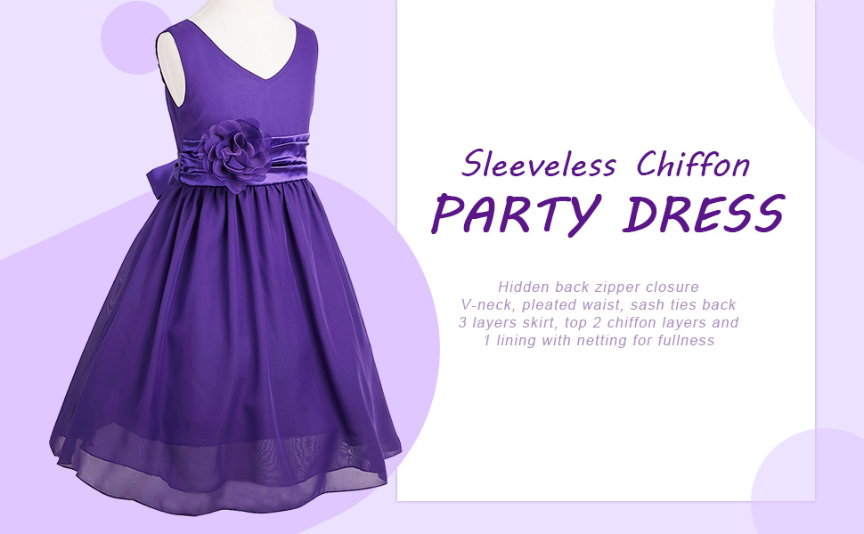 Kids Flower Girl Dress Chiffon Wedding Pageant Bridesmaid Dress Birthday Party Dress Prom Ball Gown