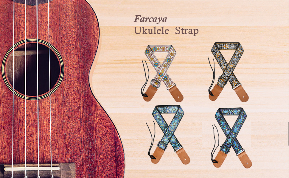 Farcaya Ukulele Strap Jacquard Flower for Soprano Concert Tenor Baritone UKE Neck