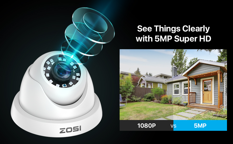 ZOSI 5MP 8CH Home Security Camera System,8 Channel H.265