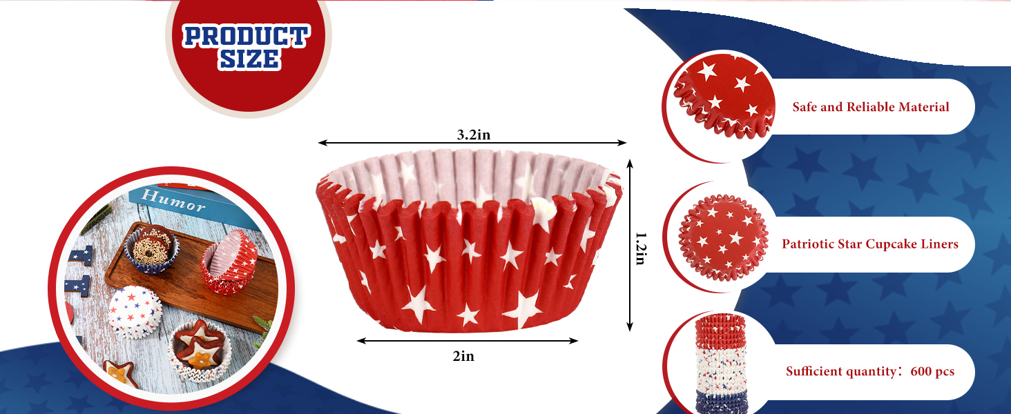 600Pcs Patriotic Cupcake Liner