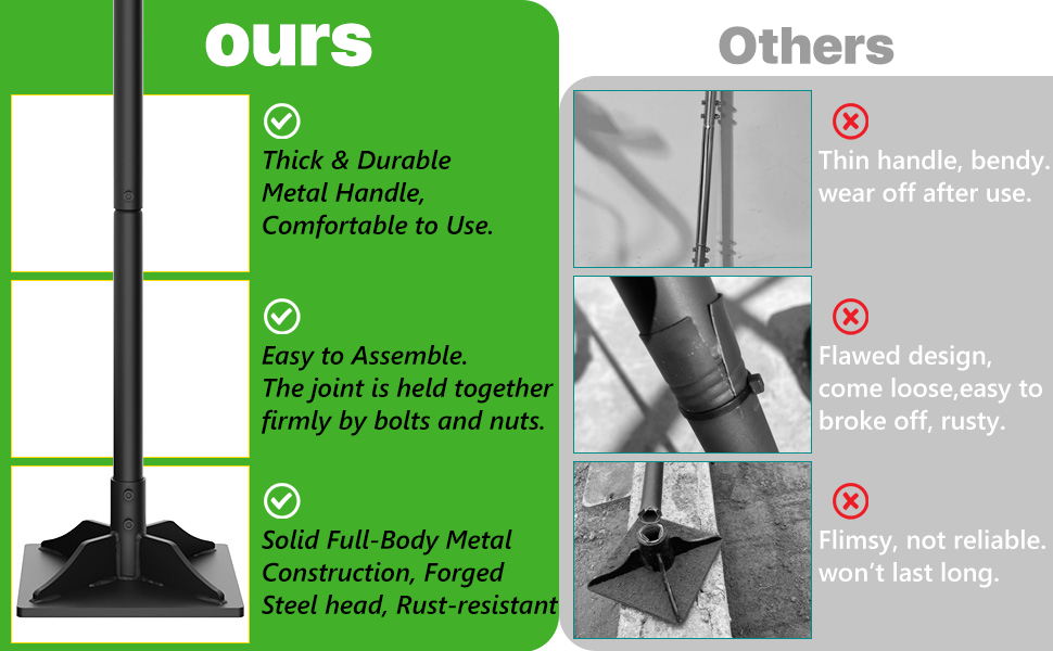 Steel Tamper Tool, 49 inch Hand Tamper with Heavy Duty