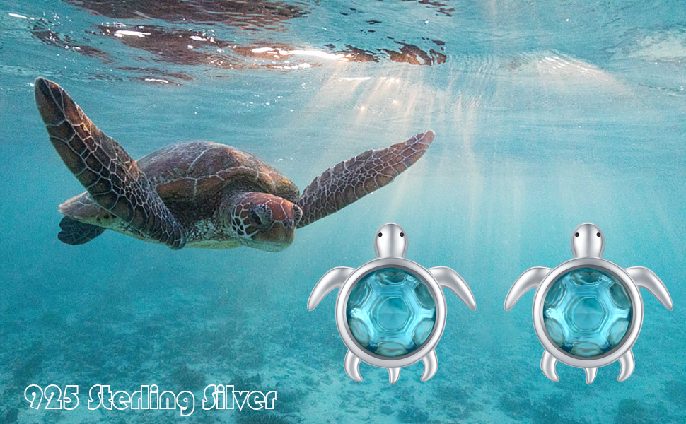 Turtle Earrings 925 Sterling Silver Sea Turtle Stud
