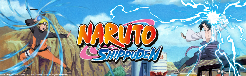 still from naruto Shippuden with show logo centre