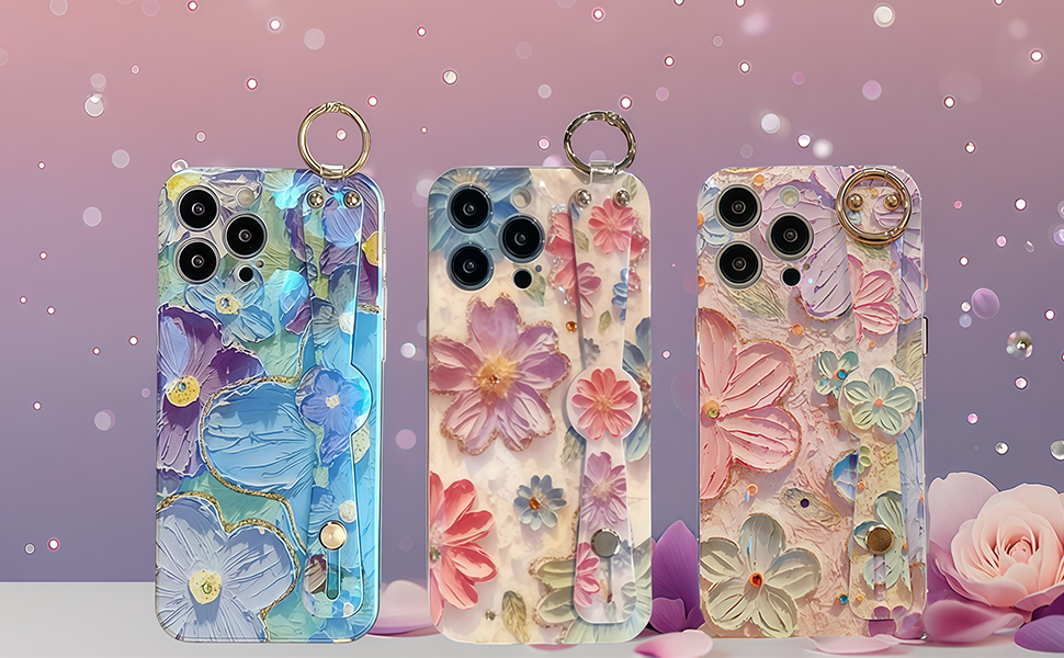 iphone 16pro 6.3 case design cover wrist strap hand grip loop wristlet women girly soft slim