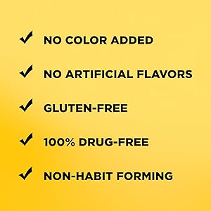 no color added no artificial flavors gluten free 100% drug free non habit forming