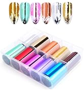 10 Sheets Holographic Nail Art Foil Transfer Stickers - Metallic Color Print Nail Decals 3D Self-...
