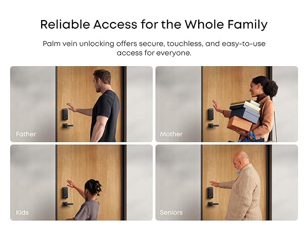 Family using eufy with palm vein unlocking