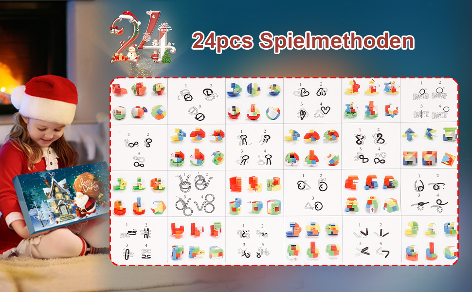 Advent Calendar 2024 Puzzle, 24 Days Christmas Countdown Calendar