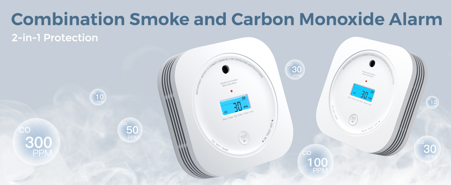 Smoke & Carbon Monoxide Alarm with Digital LCD Display, AEGISLINK