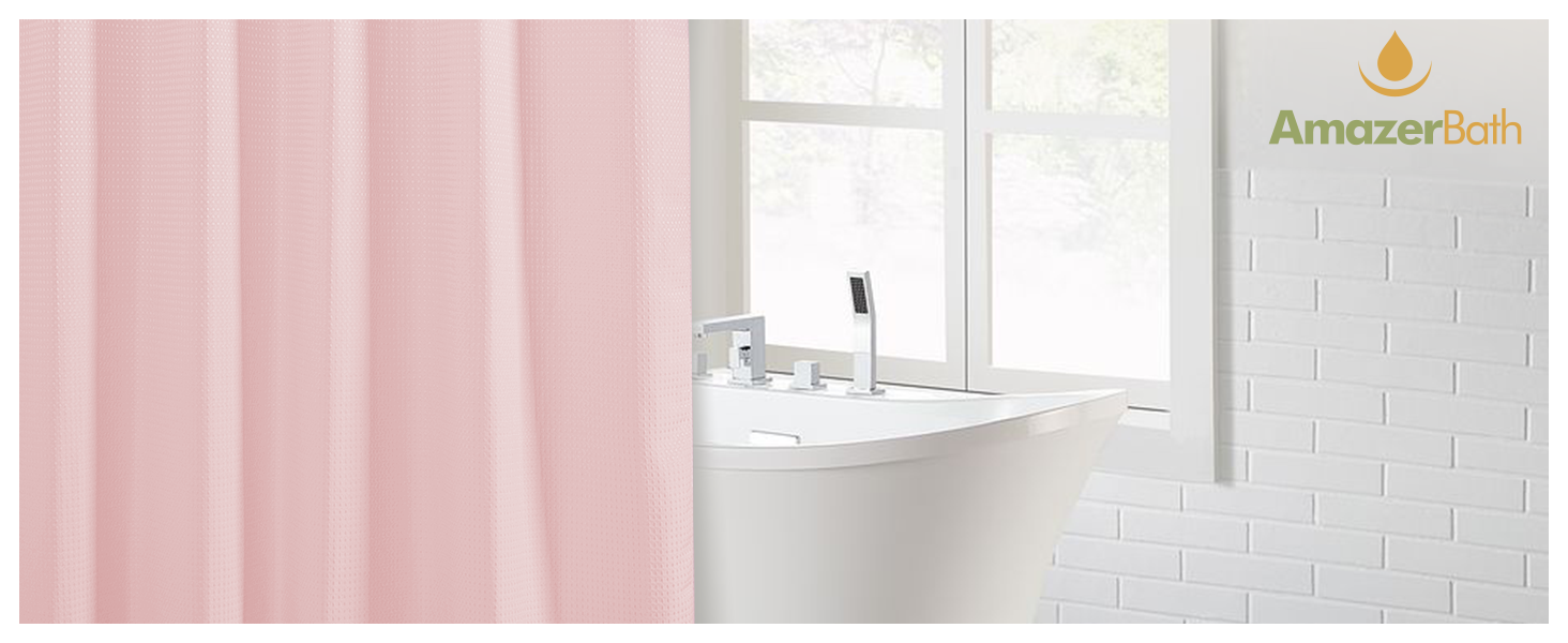 blush pink waffle shower curtain